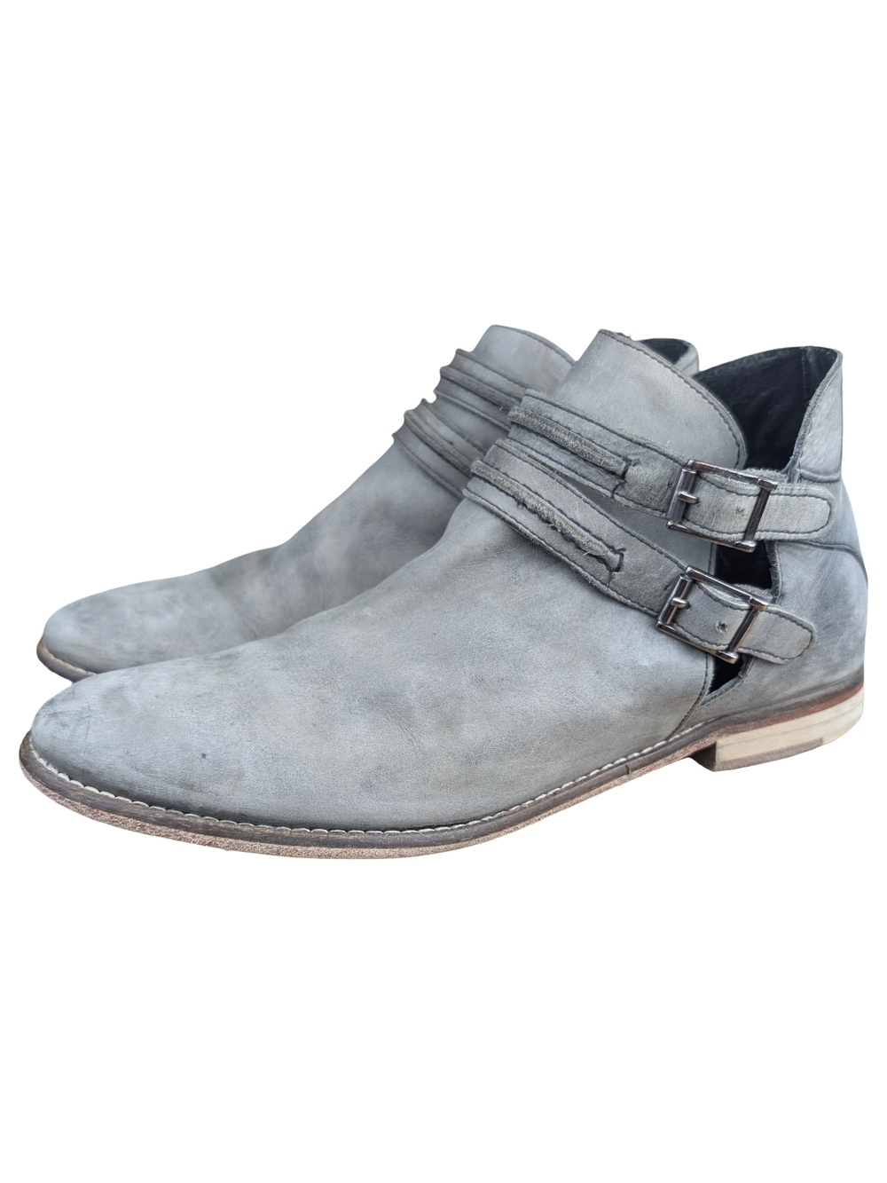 Free People Braeburn Boho Distressed Leather Buckle Ankle Booties EU 40 9.5/10